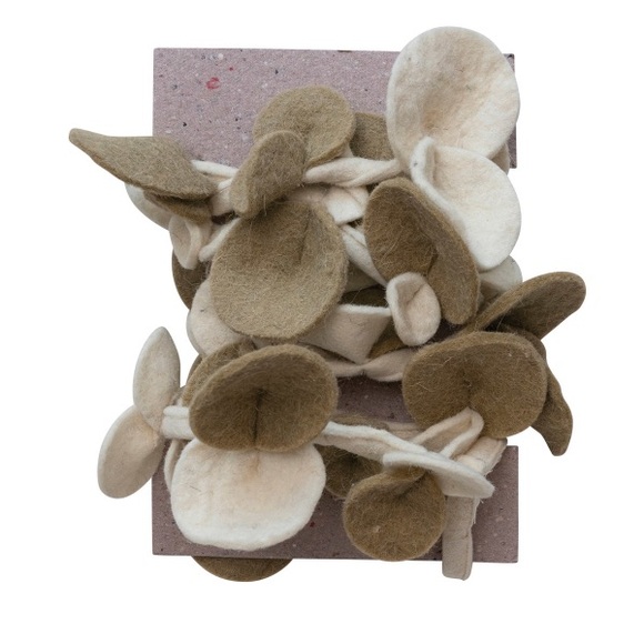 72"L Handmade Acrylic & Wool Felt Leaf Garland, Juniper & Sage - Picture 3 of 3